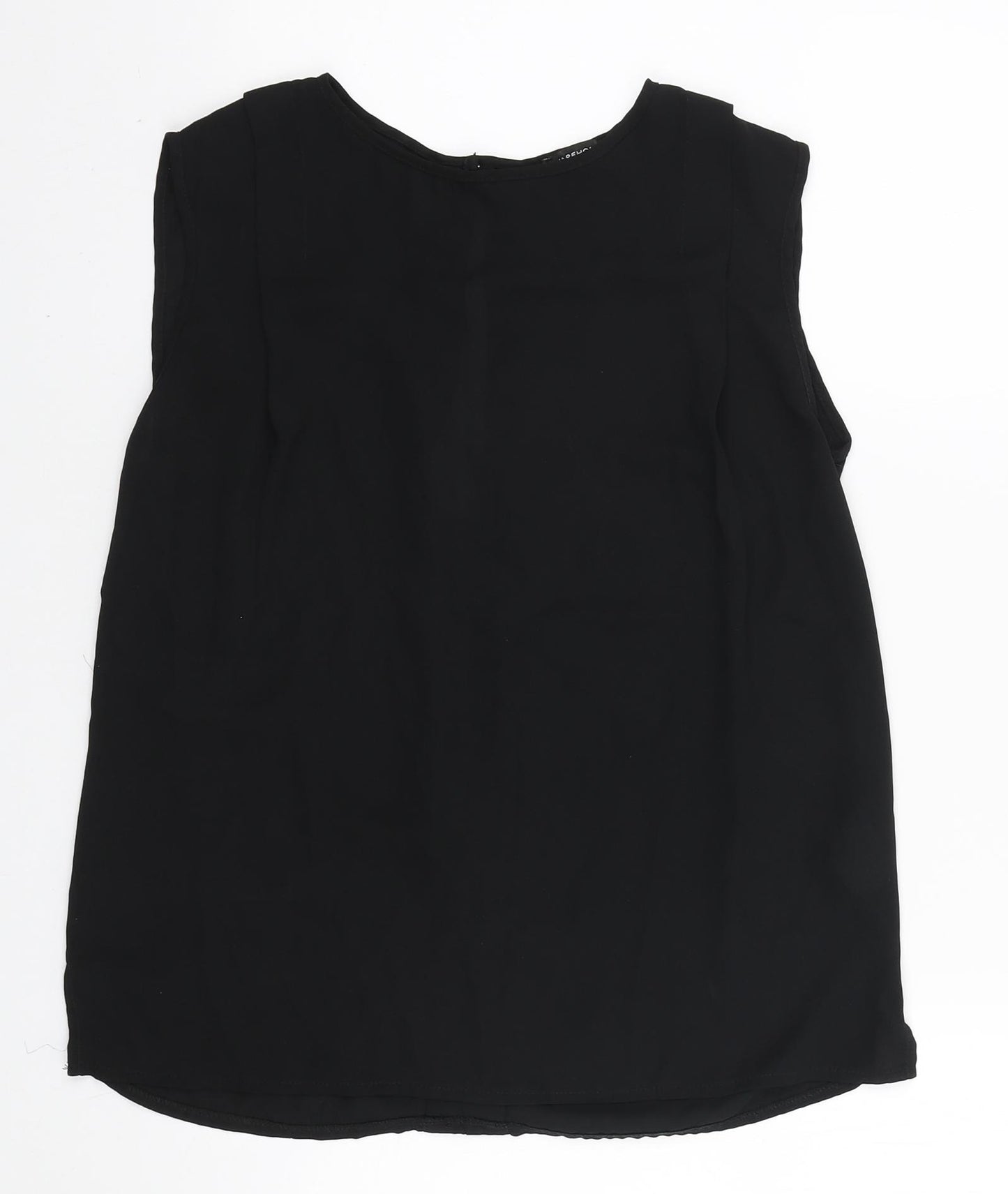 Warehouse Womens Black Polyester Basic Blouse Size 10 Round Neck