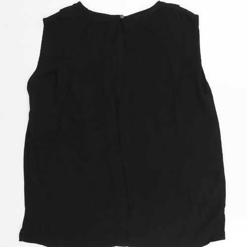 Warehouse Womens Black Polyester Basic Blouse Size 10 Round Neck