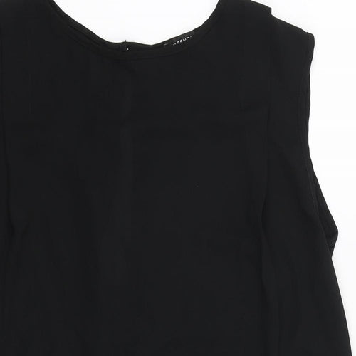 Warehouse Womens Black Polyester Basic Blouse Size 10 Round Neck