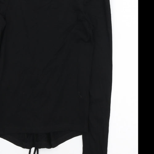 New Look Womens Black Cotton Basic T-Shirt Size 10 Scoop Neck - Corset detail