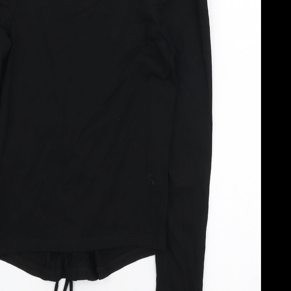 New Look Womens Black Cotton Basic T-Shirt Size 10 Scoop Neck - Corset detail