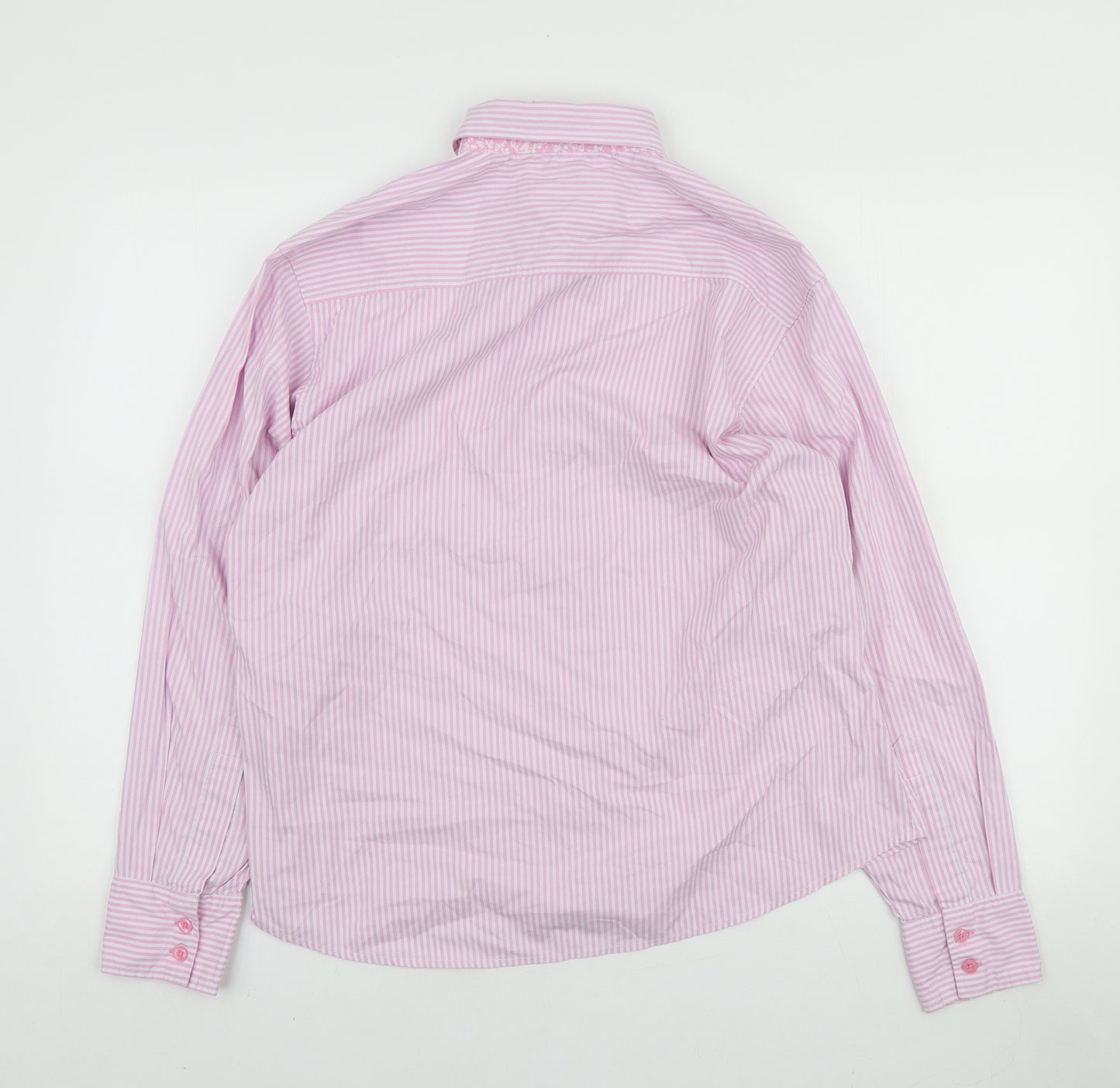 Grenouille Womens Pink Striped Cotton Basic Button-Up Size L Collared