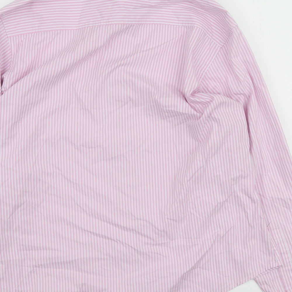 Grenouille Womens Pink Striped Cotton Basic Button-Up Size L Collared