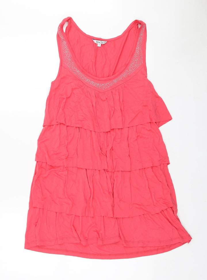 M&Co Womens Pink Viscose Tunic T-Shirt Size M Scoop Neck