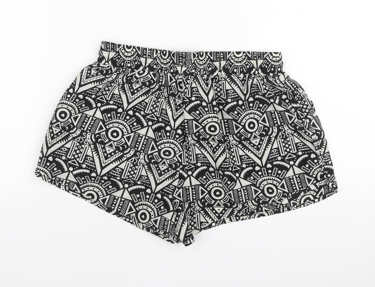 New Look Girls Black Geometric Polyester Sweat Shorts Size S L3 in Regular Drawstring