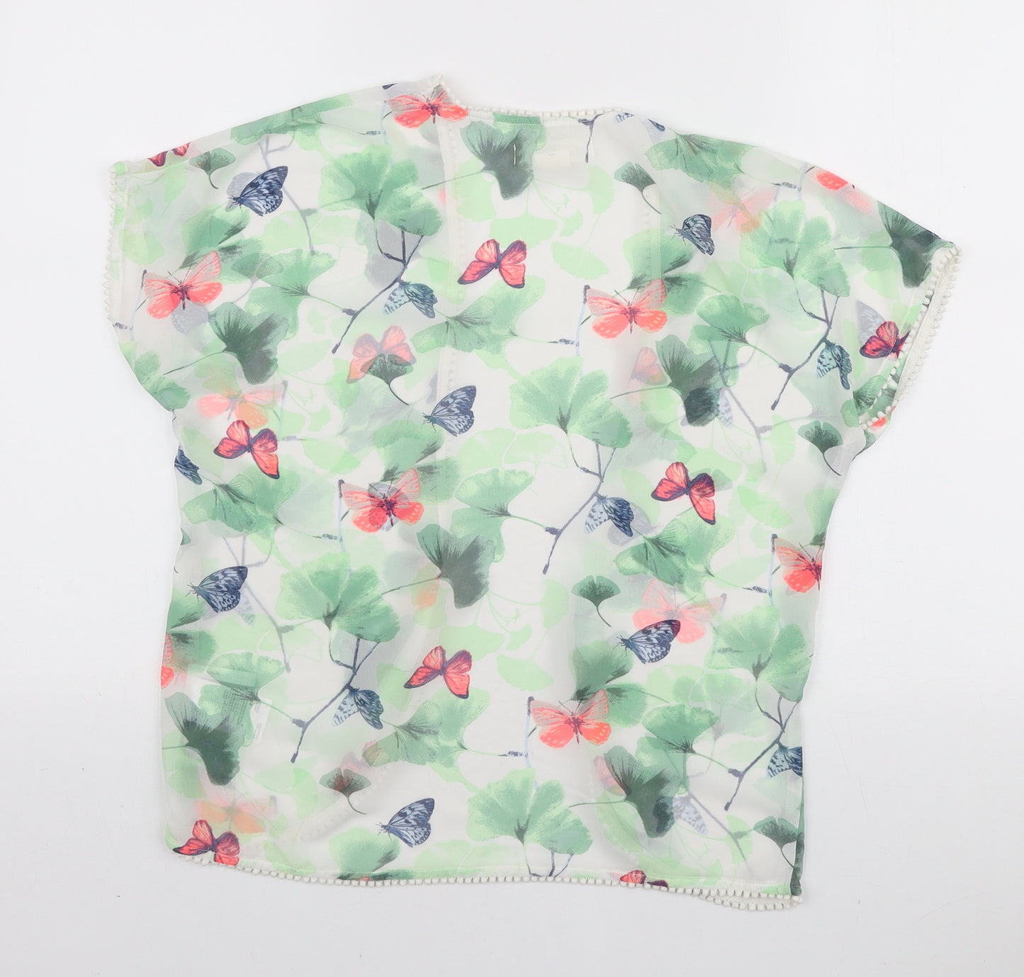 H&M Womens Multicoloured Floral Polyester Kimono Blouse Size M V-Neck