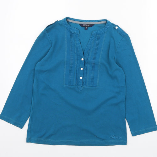 Debenhams Womens Blue Cotton Pullover Sweatshirt Size 10 Button