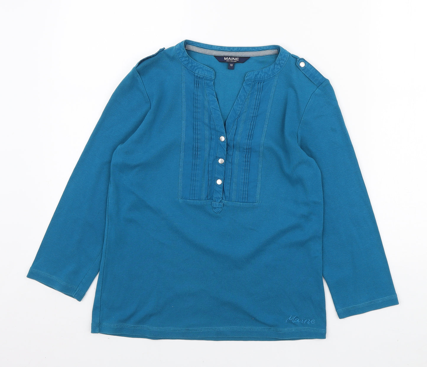 Debenhams Womens Blue Cotton Pullover Sweatshirt Size 10 Button