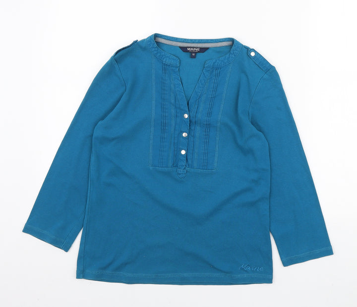 Debenhams Womens Blue Cotton Pullover Sweatshirt Size 10 Button