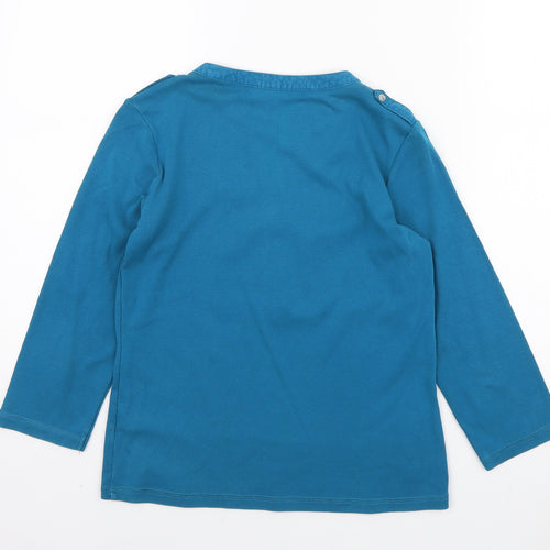 Debenhams Womens Blue Cotton Pullover Sweatshirt Size 10 Button