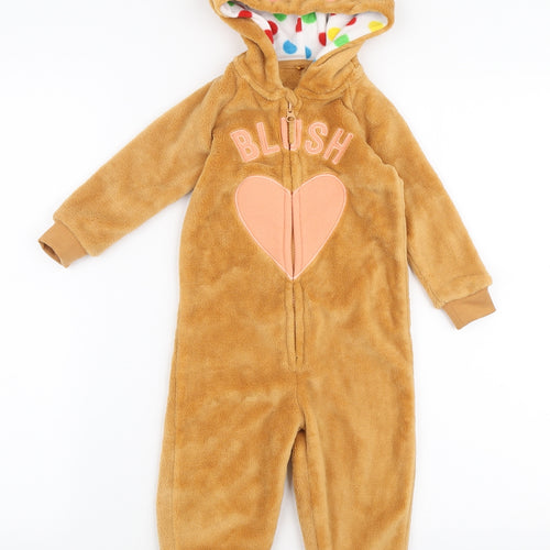 George Girls Brown Solid Polyester Robe One Piece Size 12-18 Months Zip - Blush Pudsey