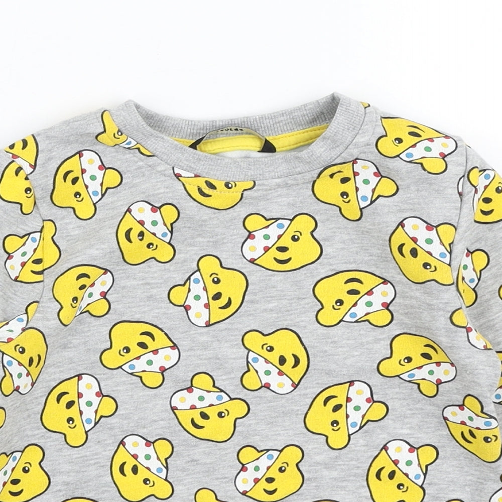 George Boys Grey Geometric Cotton Pullover Sweatshirt Size 2-3 Years Pullover - Pudsey Bear