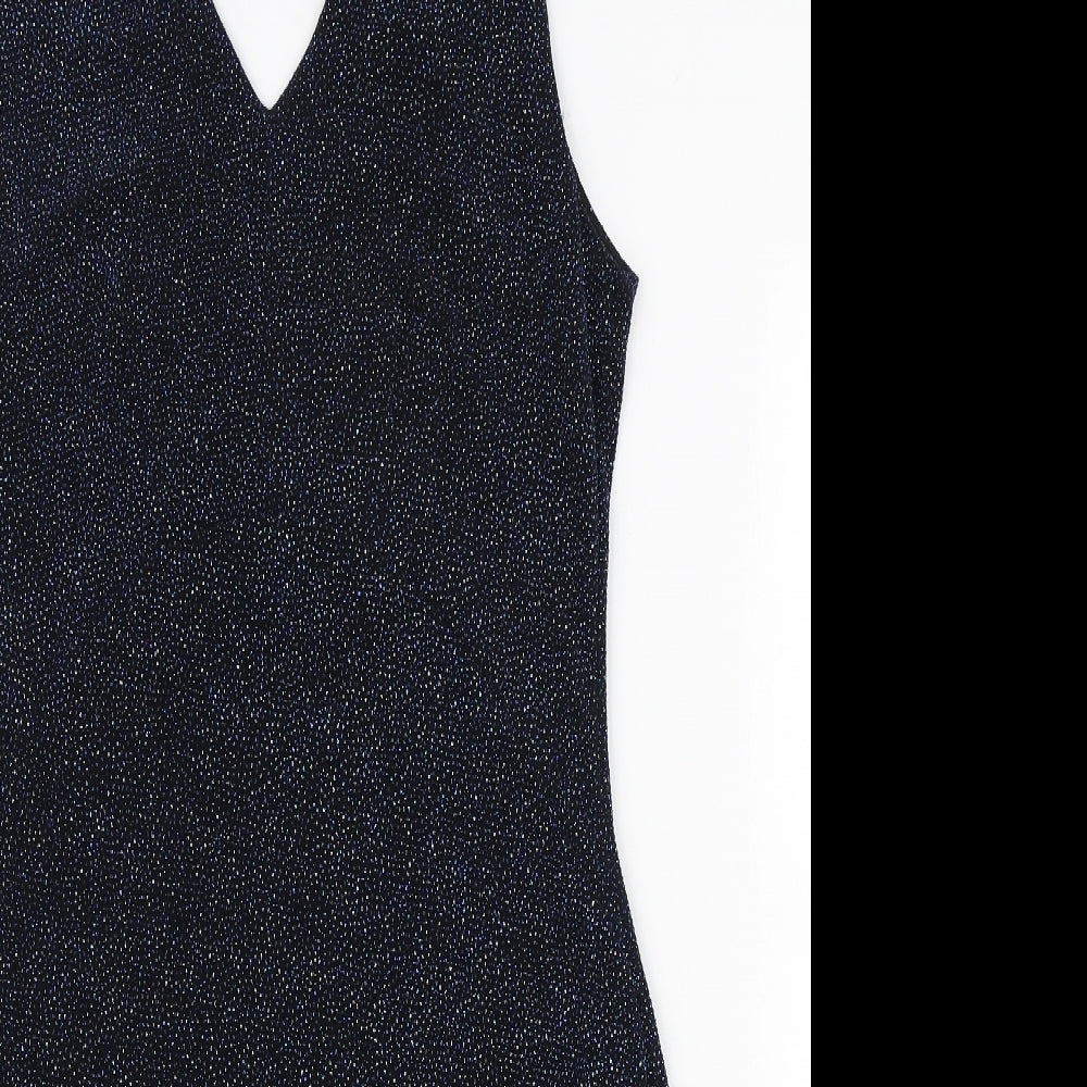 Debenhams Womens Black Polyester Bodycon Size 16 V-Neck Pullover
