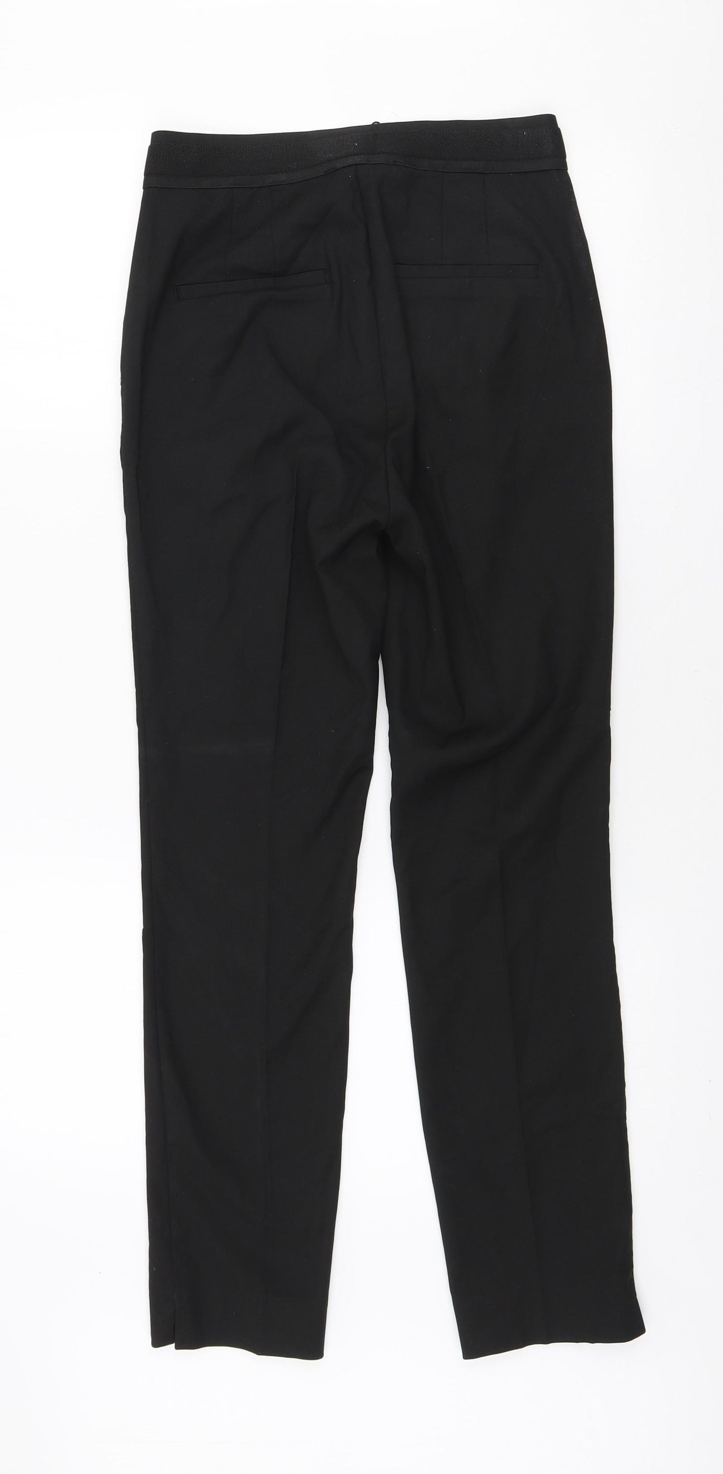 Zara Womens Black Cotton Trousers Size S L27 in Regular Zip