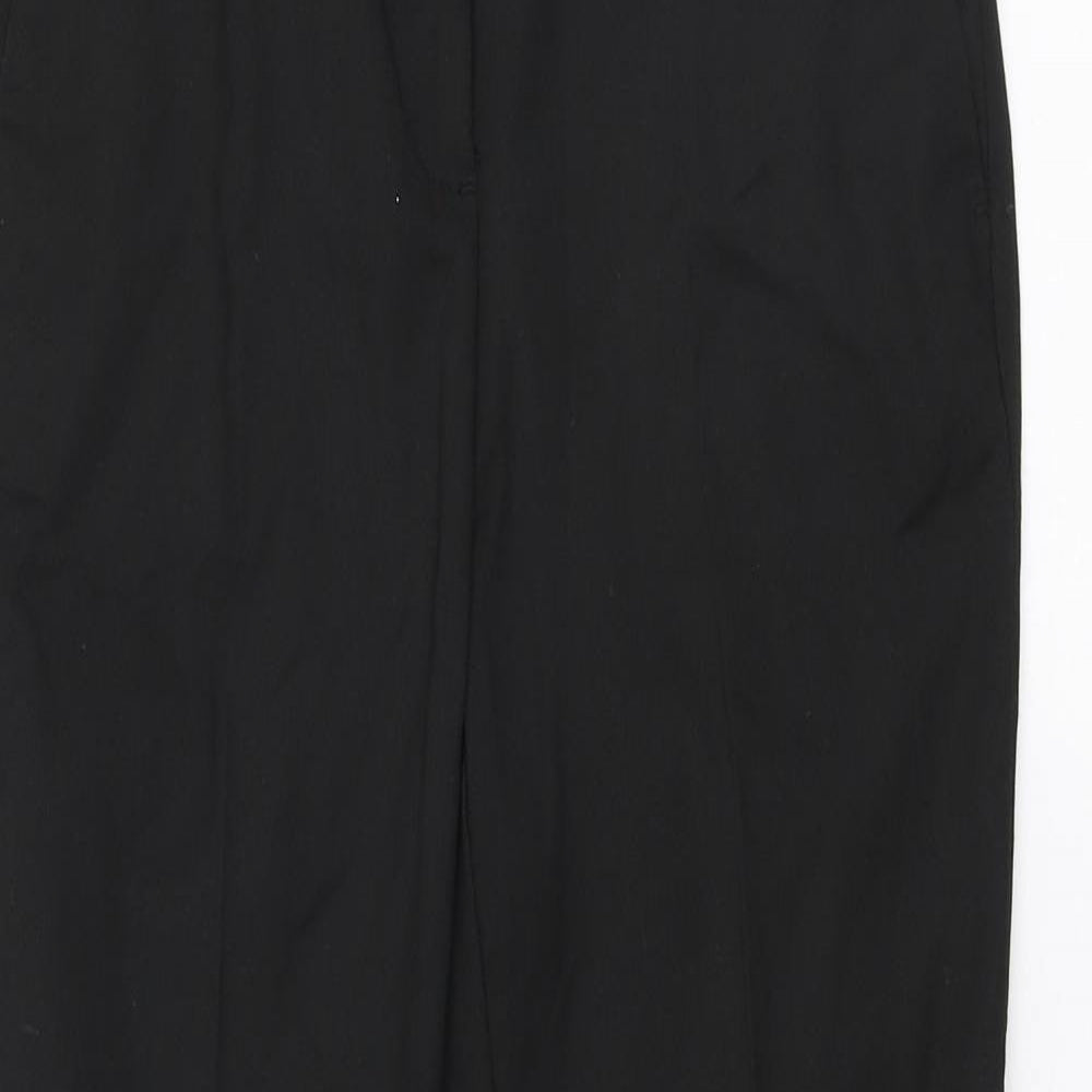Zara Womens Black Cotton Trousers Size S L27 in Regular Zip