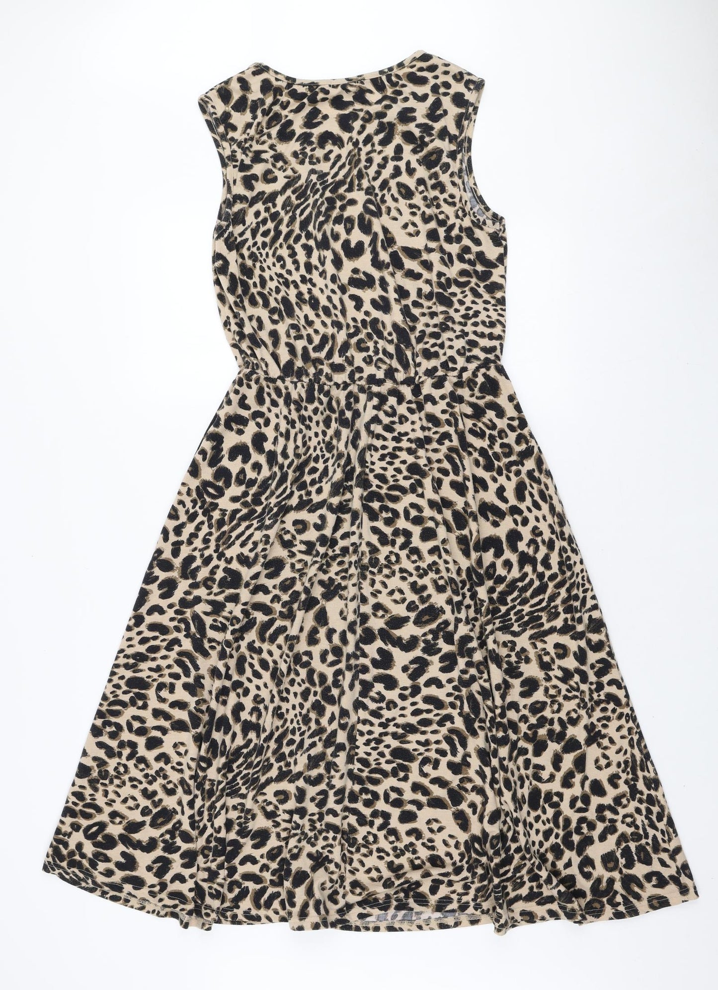 River Island Womens Beige Animal Print Polyester A-Line Size 12 Round Neck Pullover
