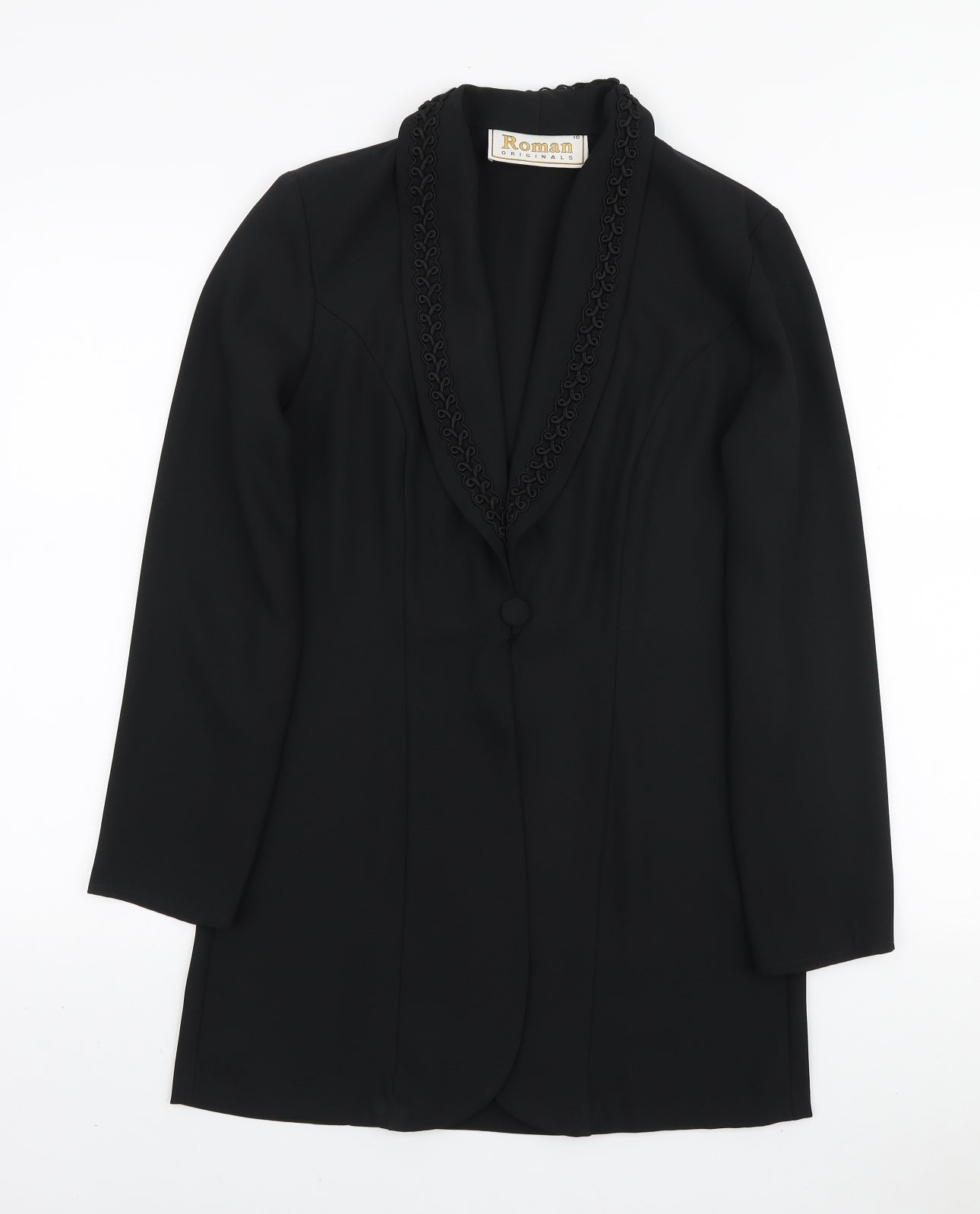 Roman Originals Womens Black Jacket Blazer Size 10 Button
