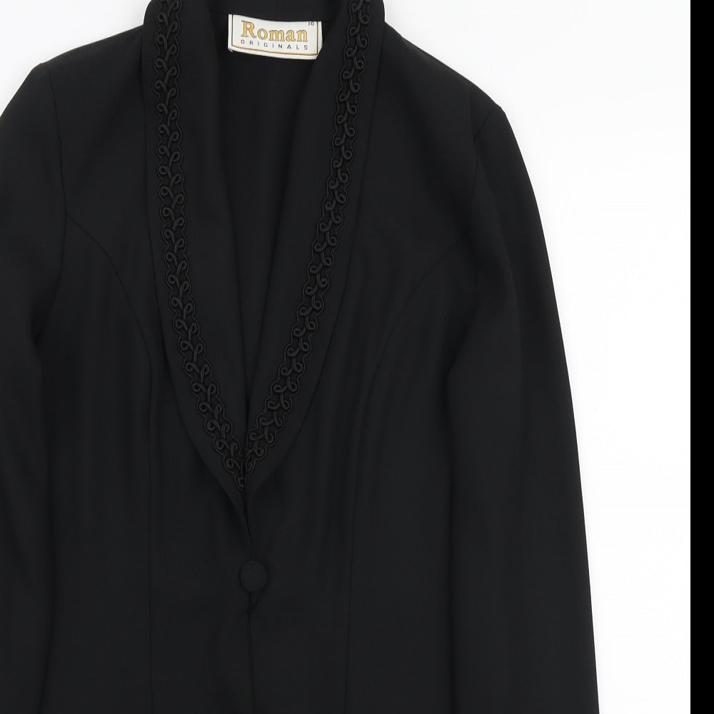 Roman Originals Womens Black Jacket Blazer Size 10 Button