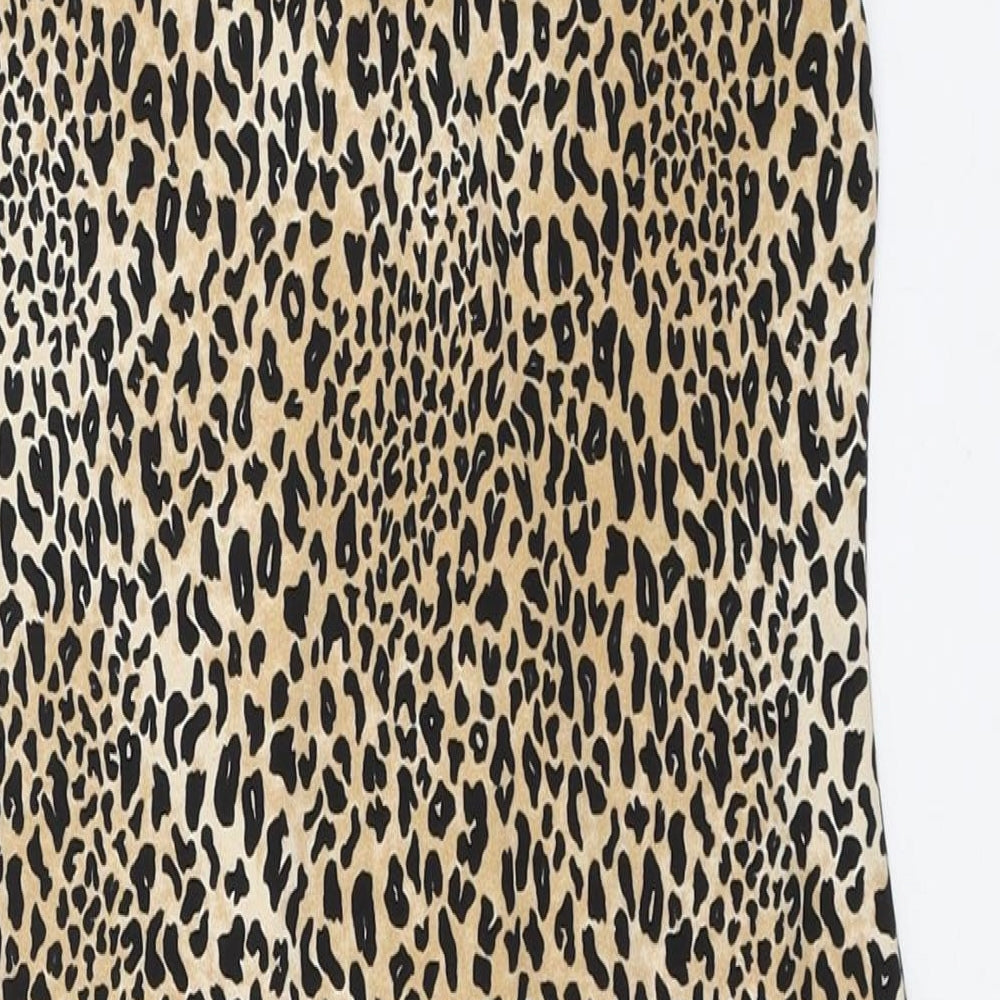 H&M Womens Brown Animal Print Polyester Bodycon Size 6 V-Neck Pullover - Leopard Print