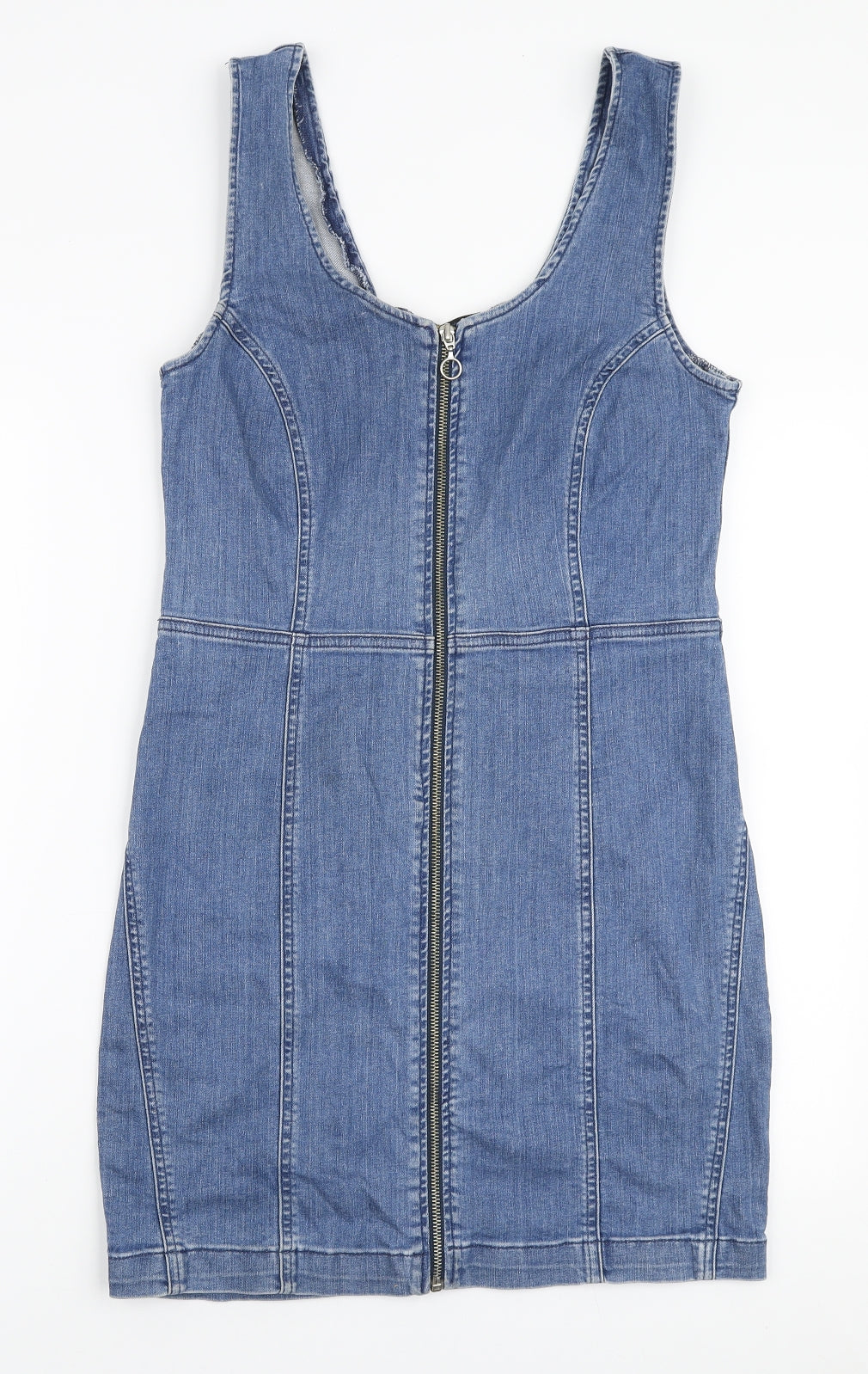 Very Womens Blue Cotton Mini Size 14 Scoop Neck Zip