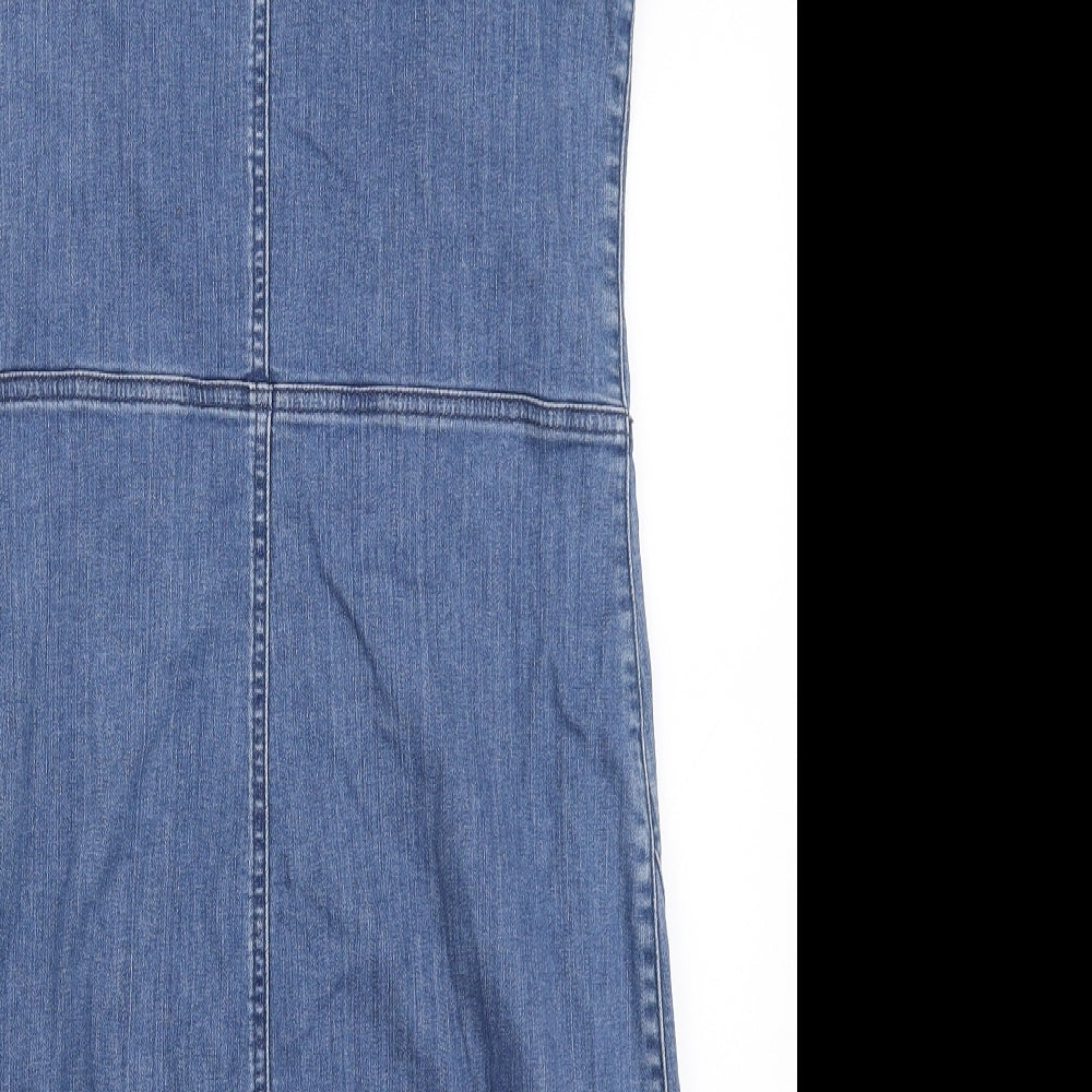 Very Womens Blue Cotton Mini Size 14 Scoop Neck Zip