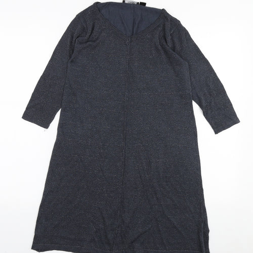 ESMARA Womens Blue Viscose Jumper Dress Size 10 V-Neck Pullover