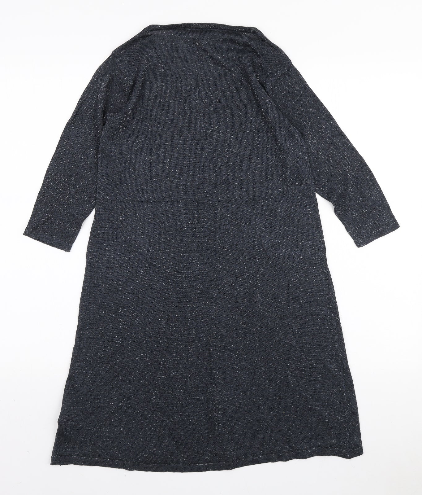 ESMARA Womens Blue Viscose Jumper Dress Size 10 V-Neck Pullover