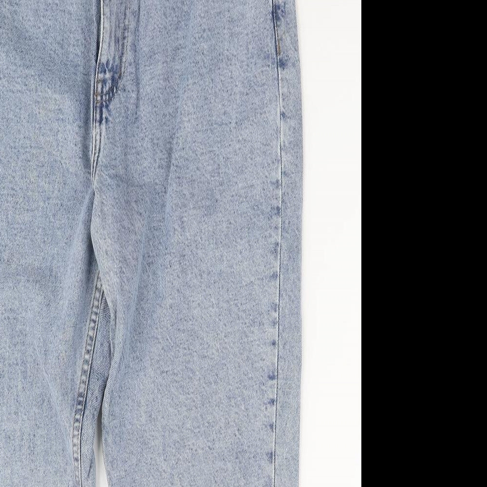 Primark Womens Blue Cotton Mom Jeans Size 14 L25 in Regular Zip