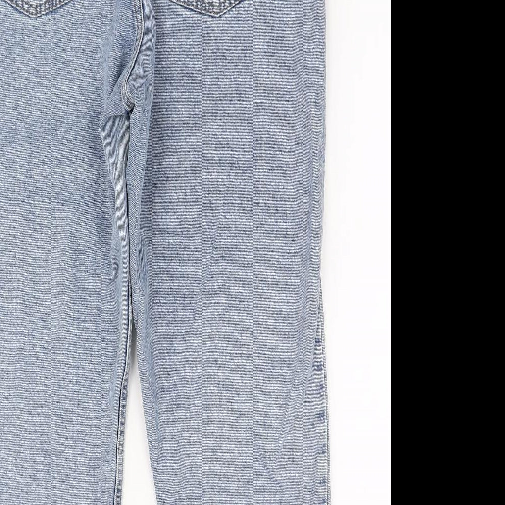 Primark Womens Blue Cotton Mom Jeans Size 14 L25 in Regular Zip