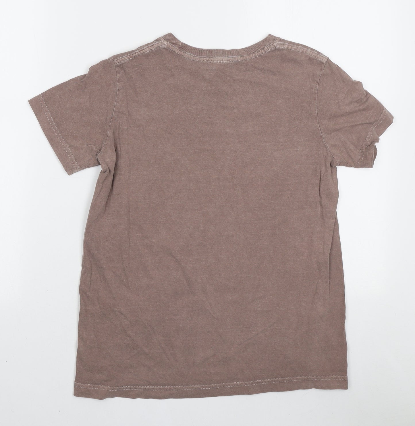 Topshop Womens Brown Cotton Basic T-Shirt Size S Round Neck - Flower Pot