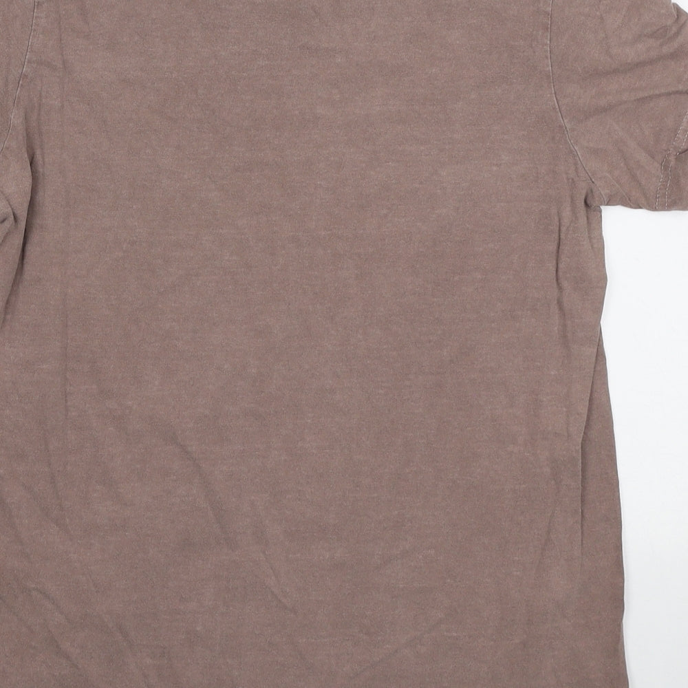 Topshop Womens Brown Cotton Basic T-Shirt Size S Round Neck - Flower Pot