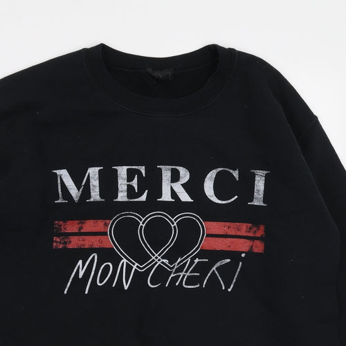 Topshop Womens Black Cotton Pullover Sweatshirt Size S Pullover - Merci Mon Cheri