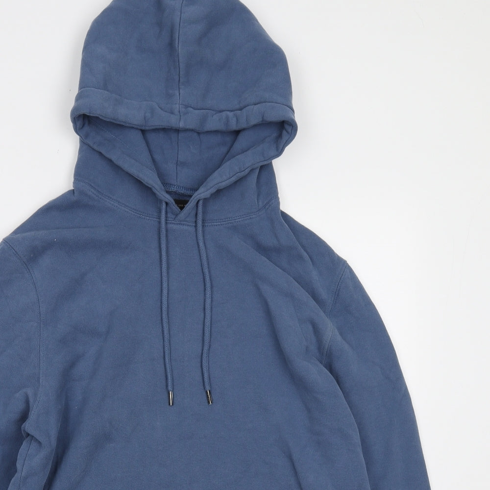 River Island Mens Blue Cotton Pullover Hoodie Size M