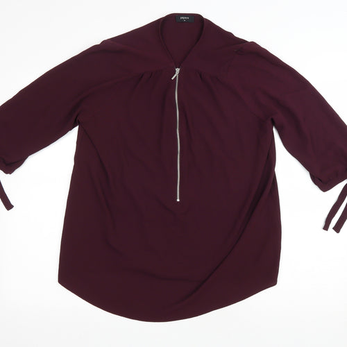 Matalan Womens Purple Polyester Basic Blouse Size 14 V-Neck