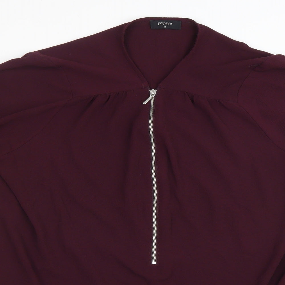 Matalan Womens Purple Polyester Basic Blouse Size 14 V-Neck
