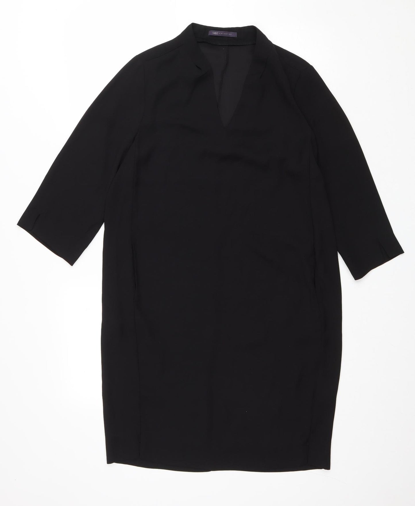 Marks and Spencer Womens Black Polyester Kaftan Size 10 V-Neck Pullover