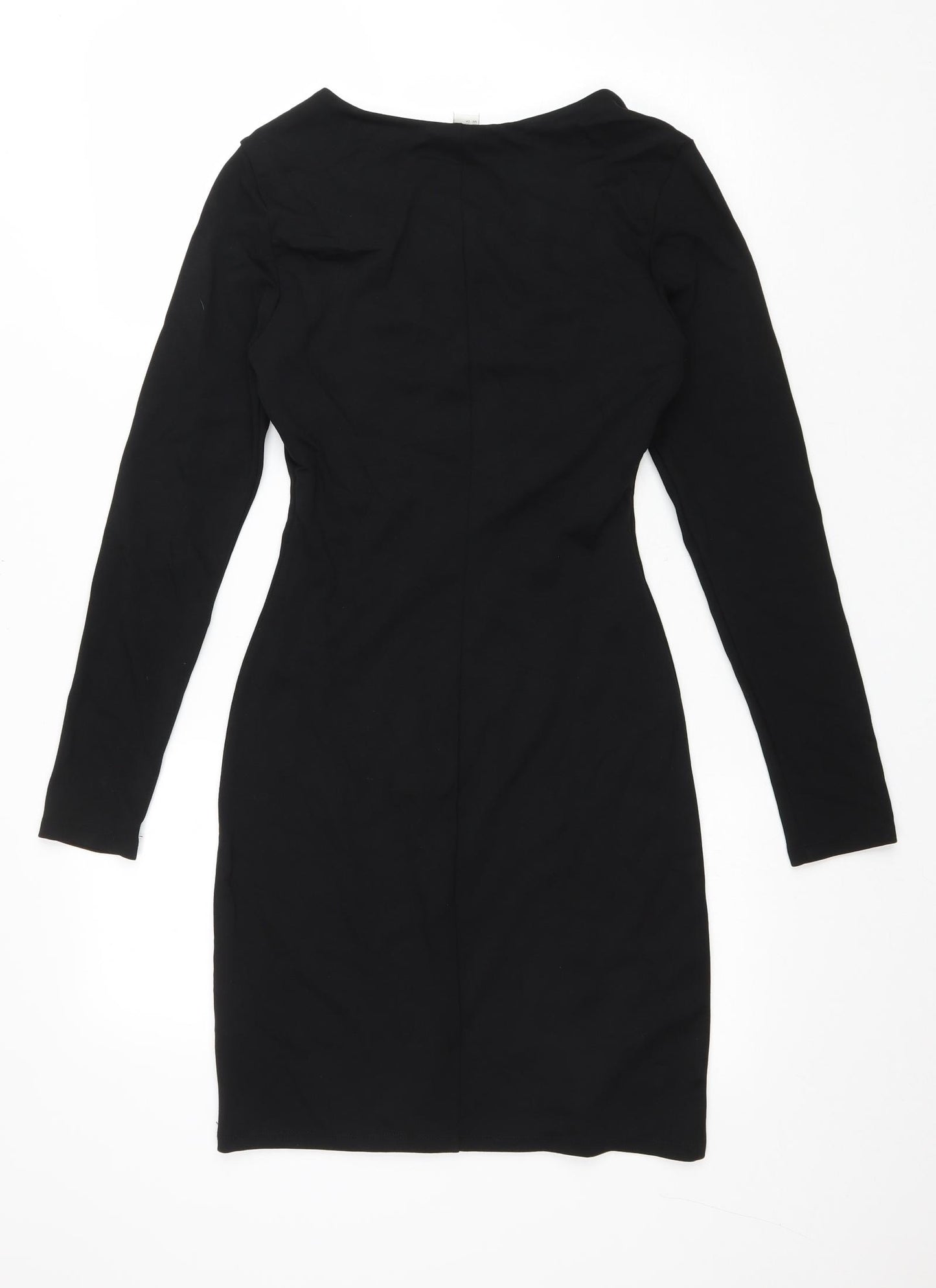 H&M Womens Black Polyester Bodycon Size 6 V-Neck Pullover