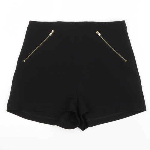 Lost Society Womens Black Polyester Hot Pants Shorts Size 10 L3 in Regular Zip