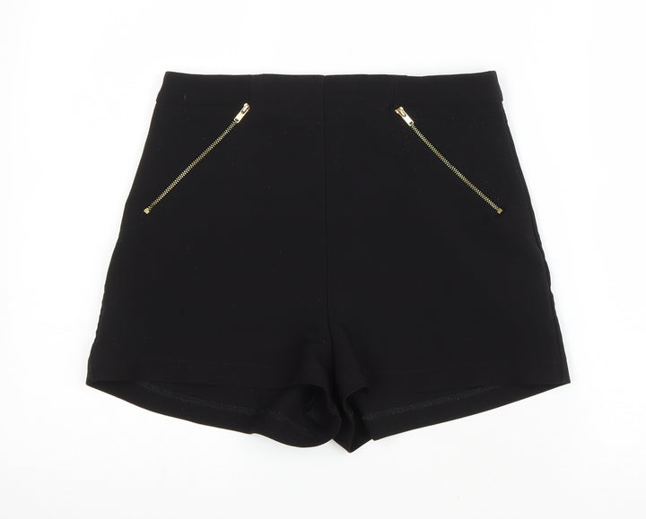 Lost Society Womens Black Polyester Hot Pants Shorts Size 10 L3 in Regular Zip
