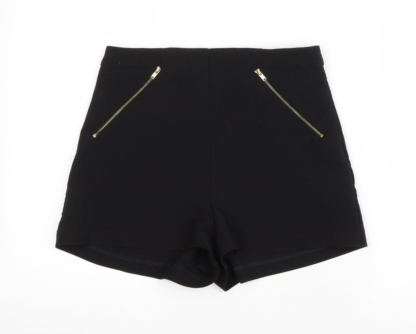 Lost Society Womens Black Polyester Hot Pants Shorts Size 10 L3 in Regular Zip