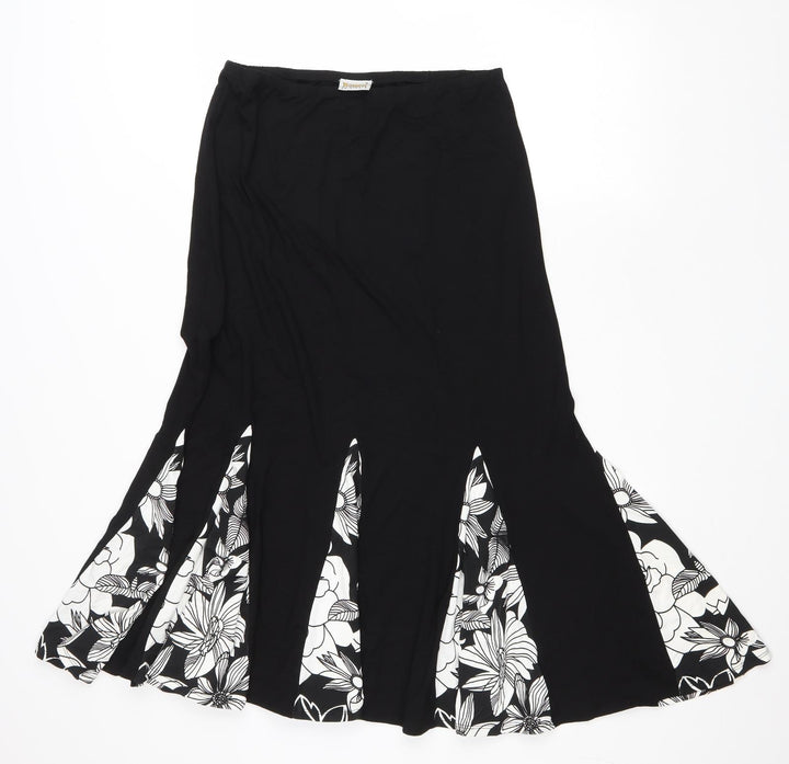 Roman Womens Floral Polyester Trumpet Skirt Size S Drawstring