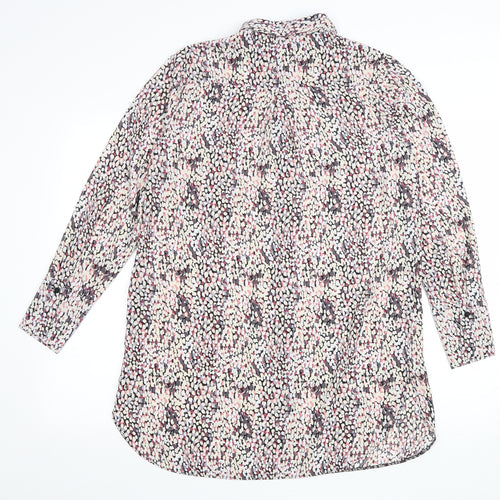 Matalan Womens Pink Geometric Polyester Shirt Dress Size 10 Collared Button