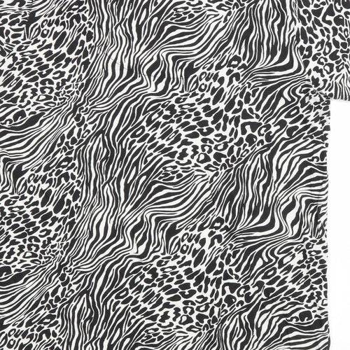 Nutmeg Womens Black Animal Print Cotton Basic T-Shirt Size 20 Scoop Neck - Zebra & Leopard Print