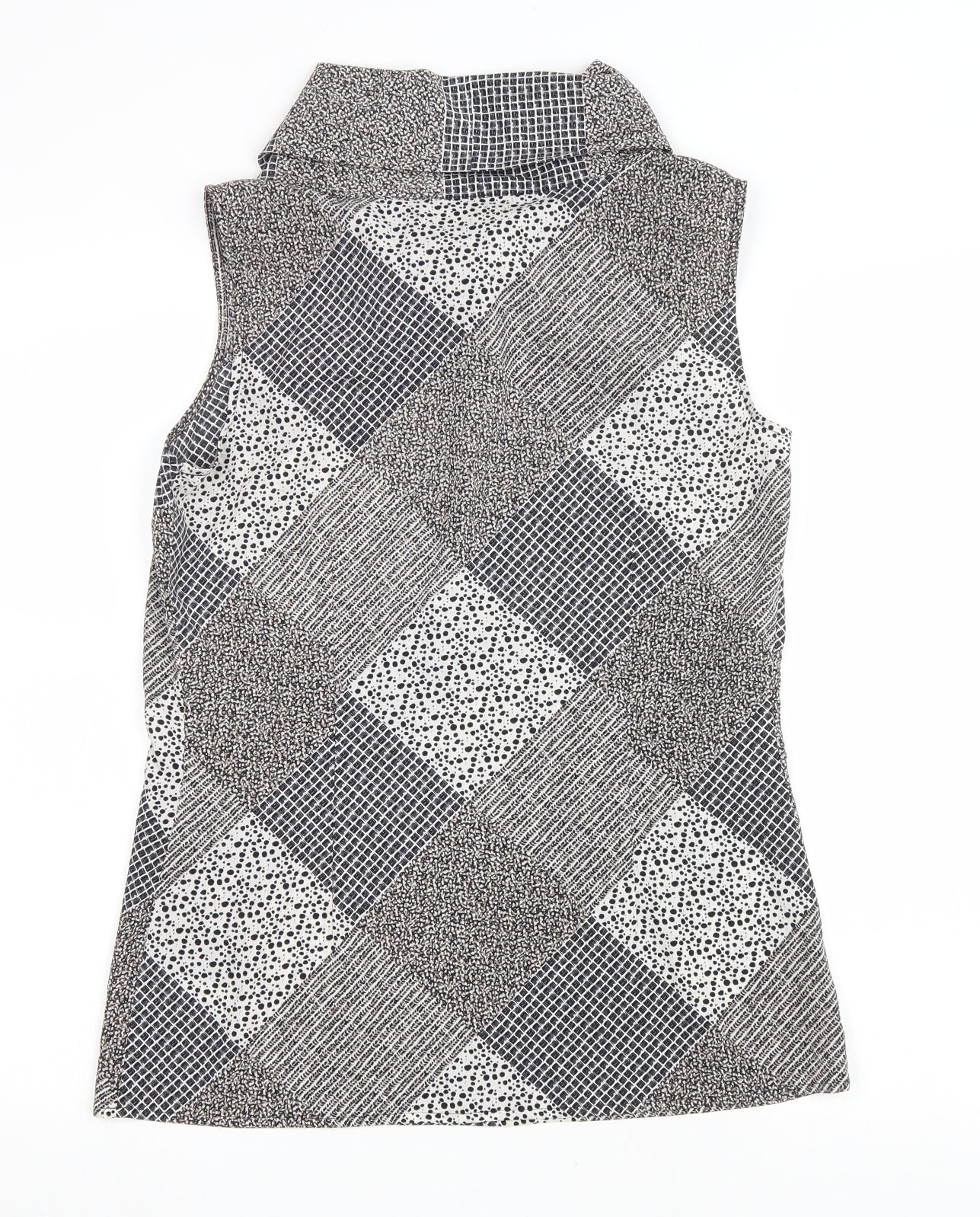 Paul Costelloe Womens Black Geometric Polyester Basic Tank Size S Roll Neck