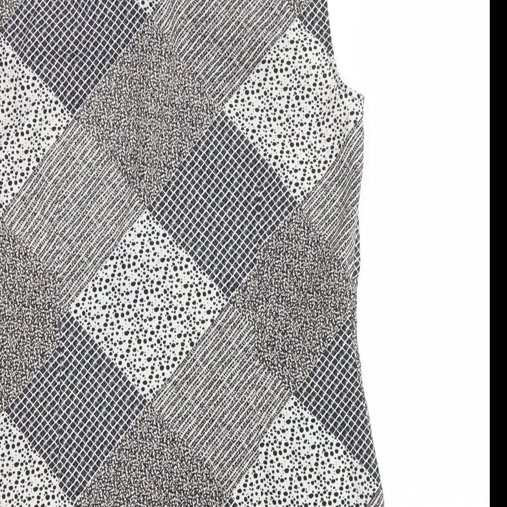 Paul Costelloe Womens Black Geometric Polyester Basic Tank Size S Roll Neck