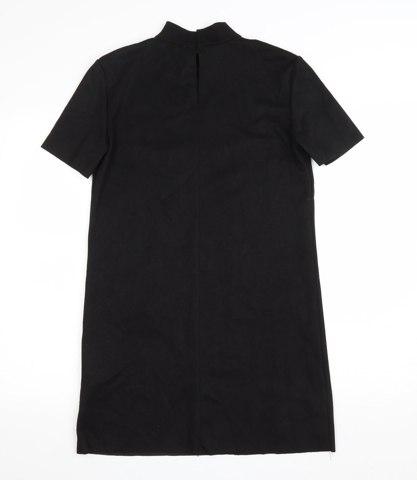 Zara Womens Black Polyester A-Line Size S Mock Neck Button