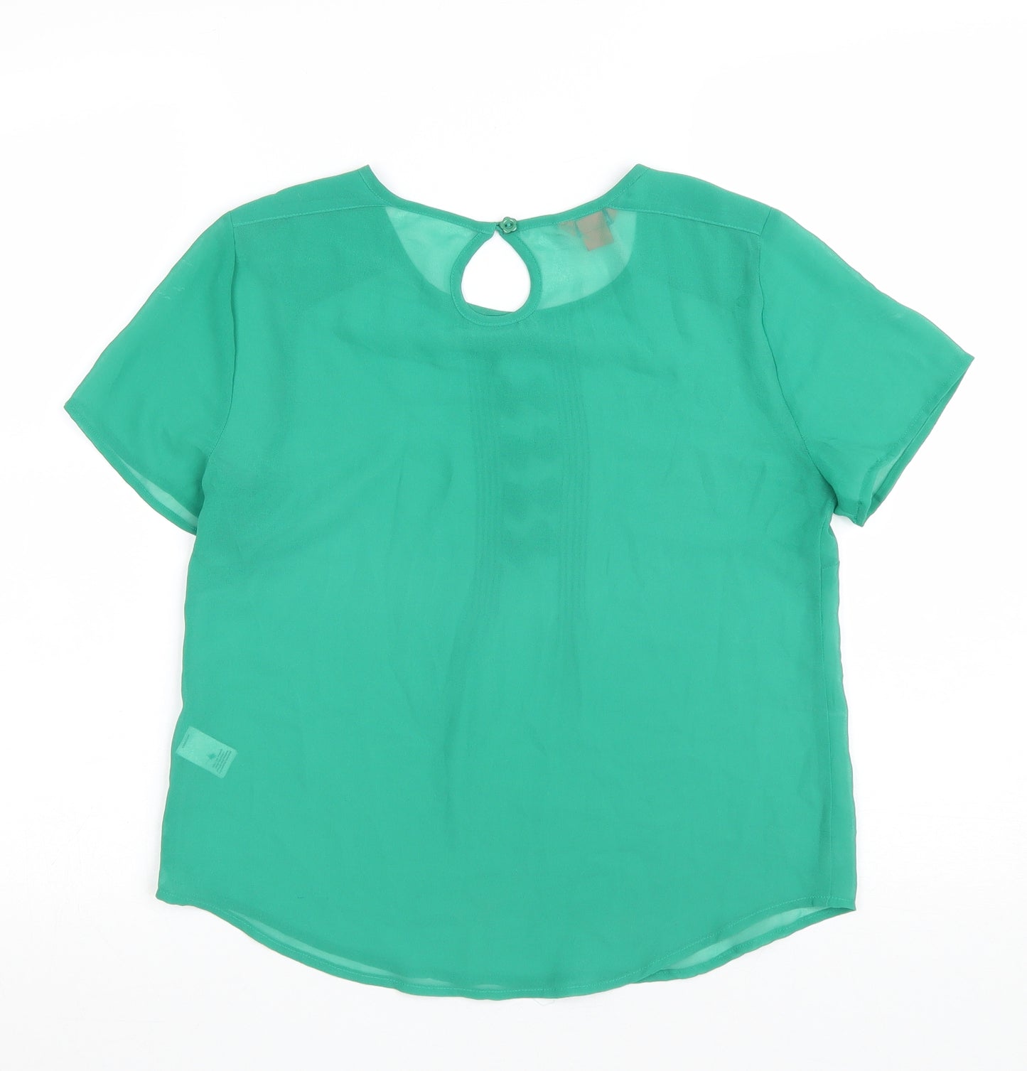 Monsoon Womens Green Polyester Basic T-Shirt Size 8 Scoop Neck