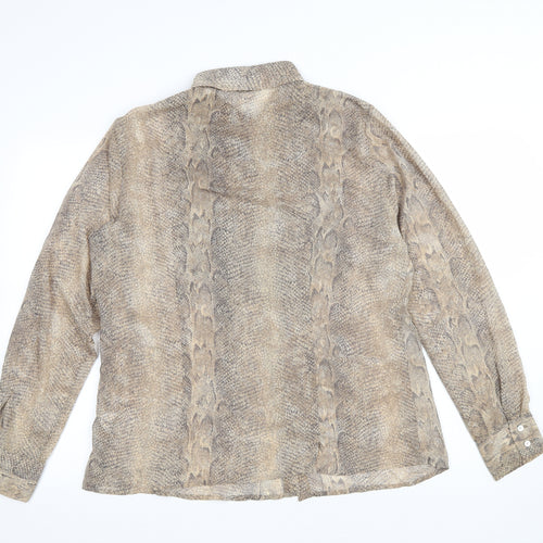 Lui Lei Womens Brown Animal Print Polyester Basic Button-Up Size 16 Collared - Snake Skin Print