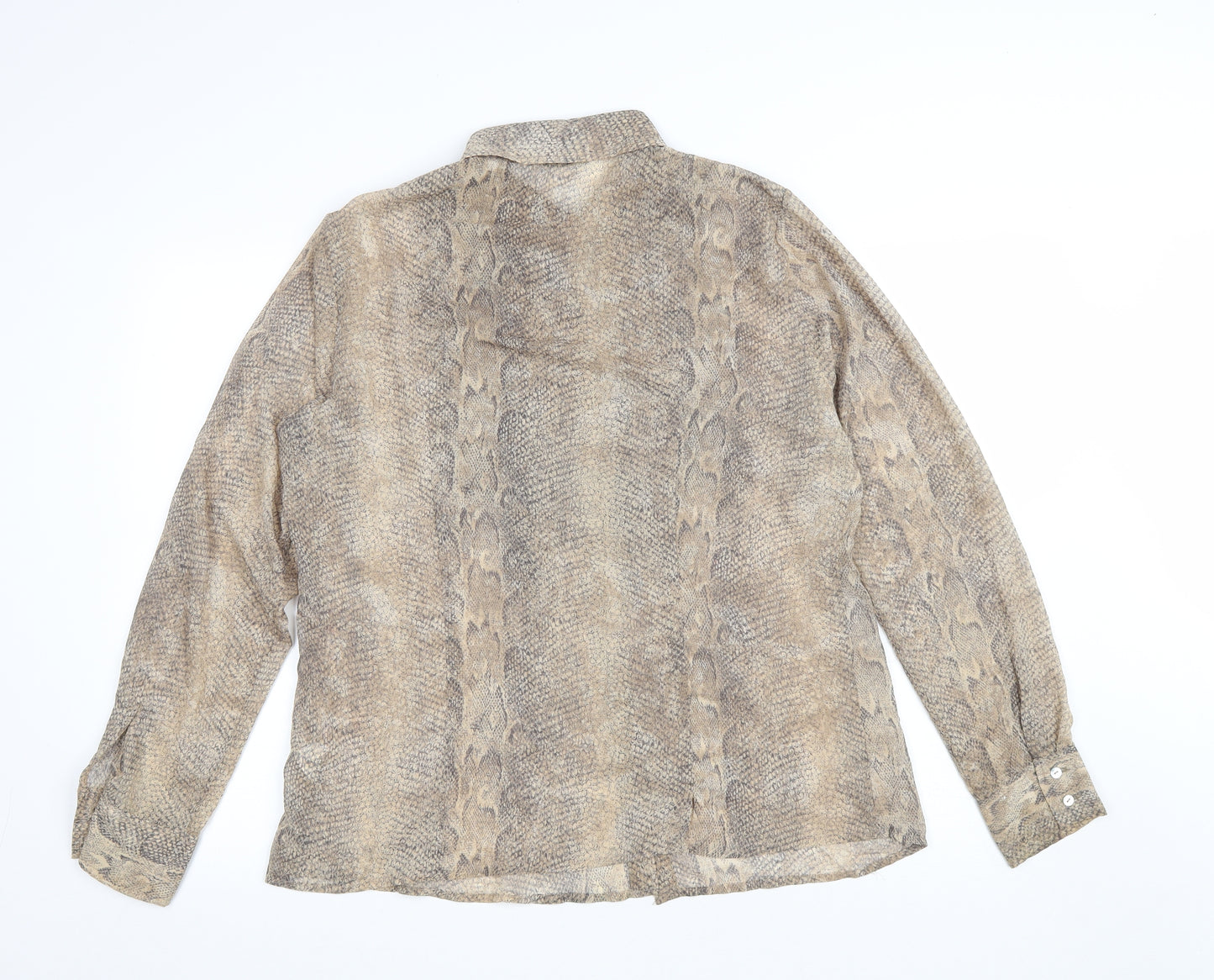 Lui Lei Womens Brown Animal Print Polyester Basic Button-Up Size 16 Collared - Snake Skin Print