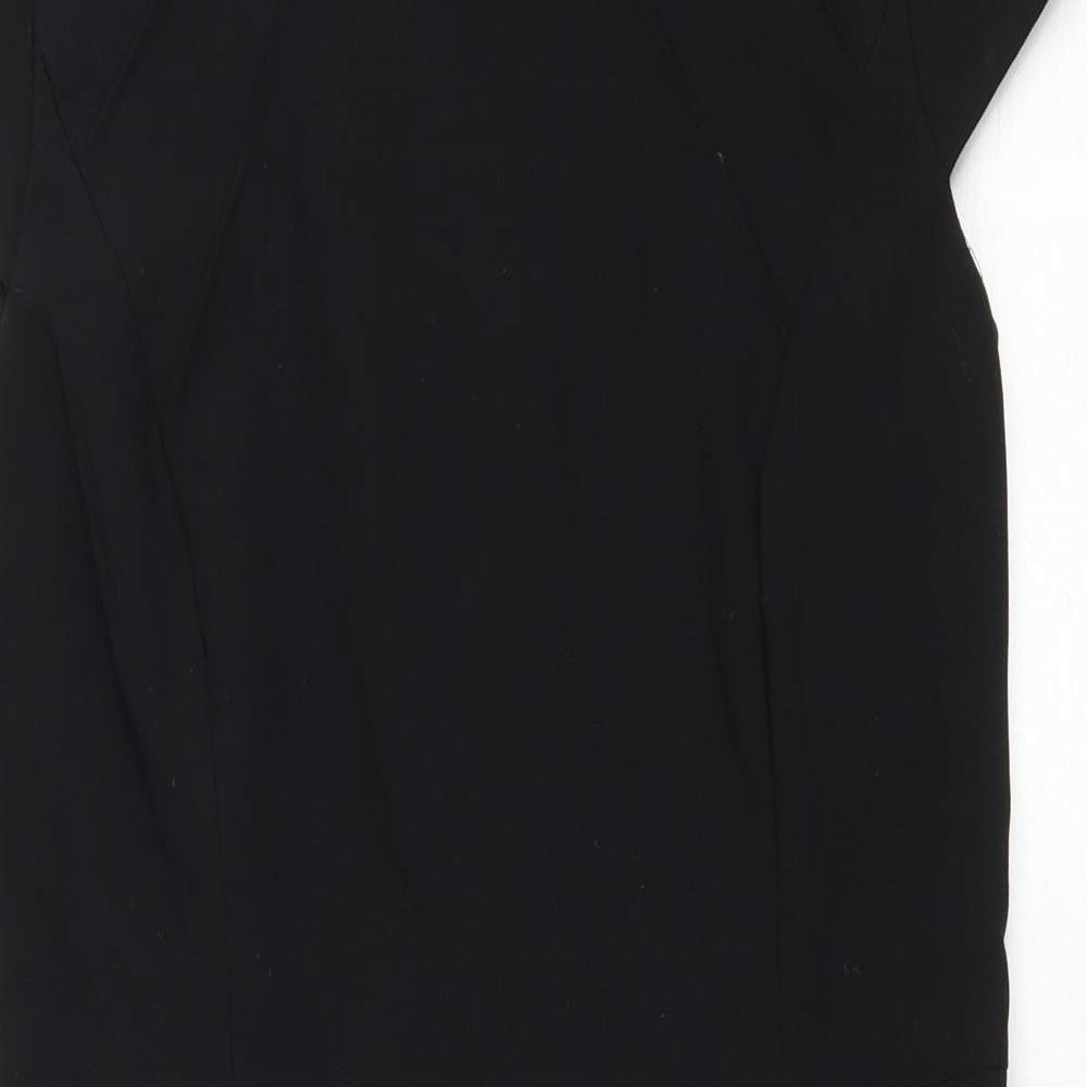 H&M Womens Black Polyester Pencil Dress Size 12 Round Neck Zip
